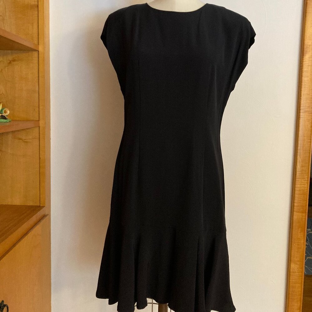 Sheri Martin Dress Cap Sleeves Fitted and Flared Lil Black Dress